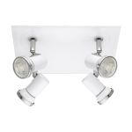 Eglo Taklampe Tamara 1 Stål Hvit Krom 4x2.8W 4x250lm - 830 Varm Hvit | IP44 - Inkl. 4x GU10