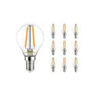 Fordelspakning 10x Noxion Lucent Lustre LED E14 Ball filament klar 2.5W 250lm – dimbar - erstatter 25W